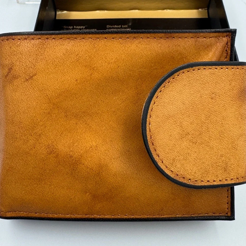 Amity Billfold Wallet‎ Brown Cowhide Leather Vintage Snap NEW
